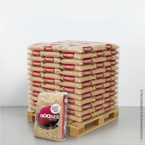 Palette de granulés de bois Woodies (Quantité 66 sacs)