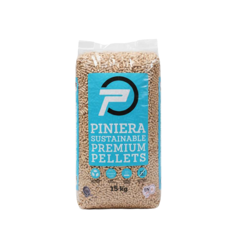 Sac de granulés de bois Piniera de 15 kg pour poêle ou chaudière.