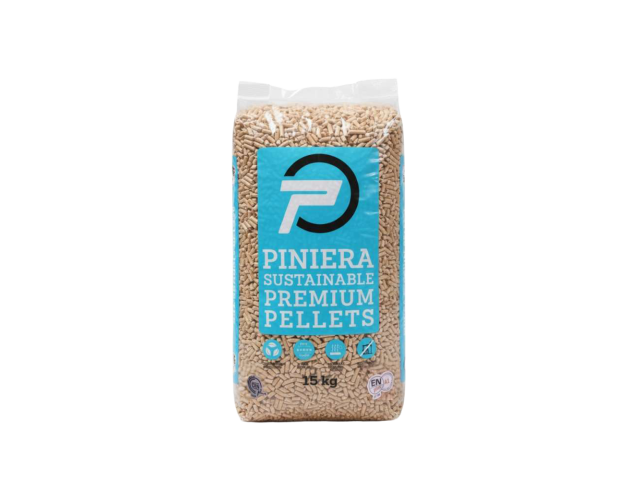 Sac de granulés de bois Piniera de 15 kg pour poêle ou chaudière.