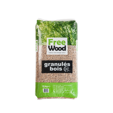 Sac de granulés de bois de 15 kg pour poêle ou chaudière.