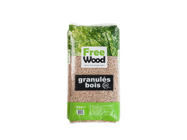 Sac de granulés de bois de 15 kg pour poêle ou chaudière.