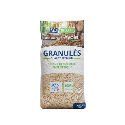 Sac de granulés de bois de 15 kg pour poêle ou chaudière.