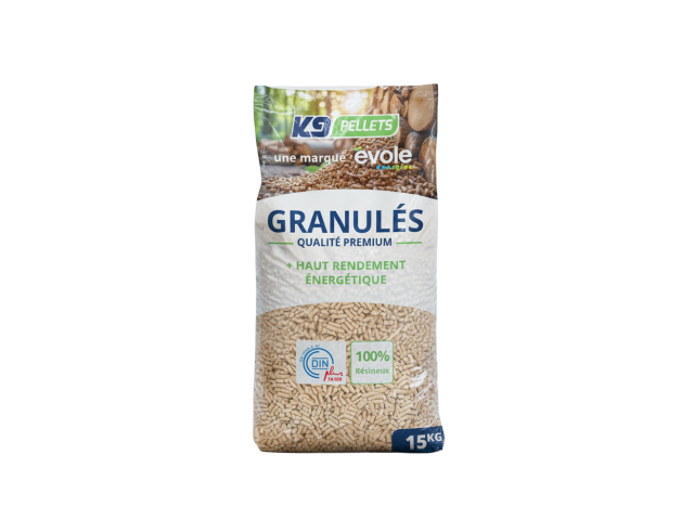 Sac de granulés de bois de 15 kg pour poêle ou chaudière.